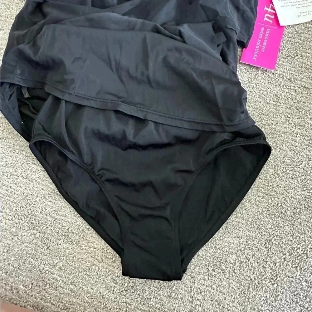 Fit 4 Ur Hips Solid 3 Tier V Hem Mesh Bandeau Romper Swimsuit‎ Size 8 - Picture 10 of 10